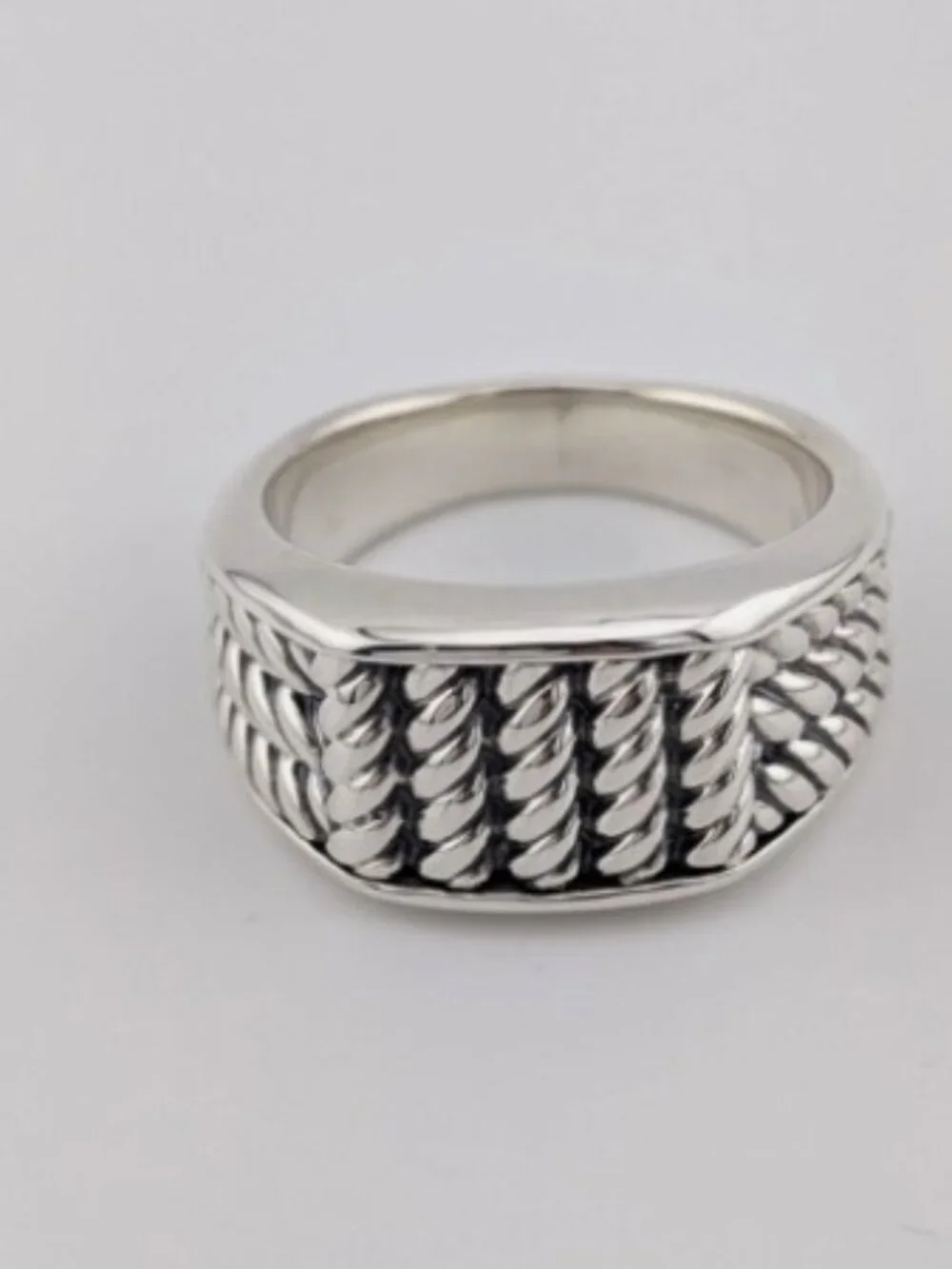 David Yurman Men's Maritime 3 Sided Narrow Rope Ring in Sterling Silver Size 10